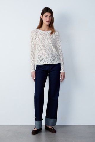 Top en dentelle Marche Aux Fleurs - Blanc