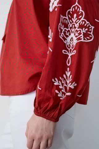 Blouse Afternoon Light - Rouge brique et blanc