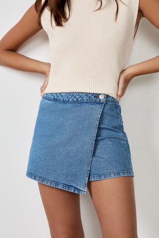 Jupe-short en jean French Girl Era - Bleu cobalt