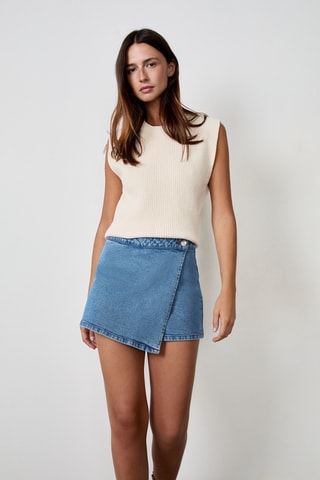 Jupe-short en jean French Girl Era - Bleu cobalt
