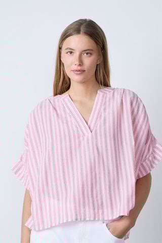 Blouse Vintage St Tropez - Rose et blanc