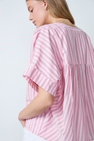 Blouse Vintage St Tropez - Rose et blanc