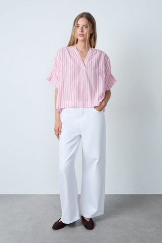 Blouse Vintage St Tropez - Rose et blanc