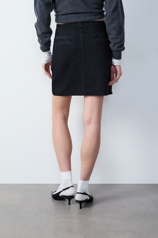 Jupe droite en jean Marche Aux Fleurs - Noir