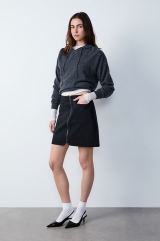 Jupe droite en jean Marche Aux Fleurs - Noir