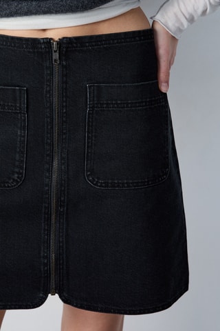 Jupe droite en jean Marche Aux Fleurs - Noir