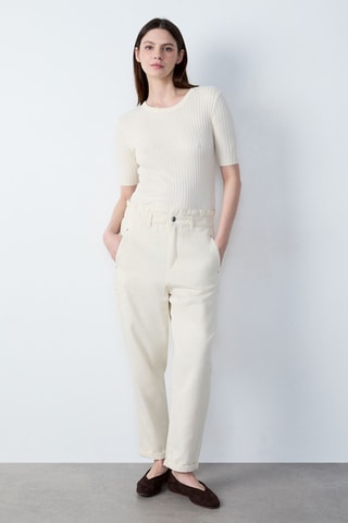 Pantalon taille haute Boulevard Beaumarchais - Blanc