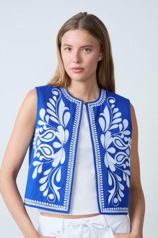 Gilet sans manches - Bleu électrique et blanc