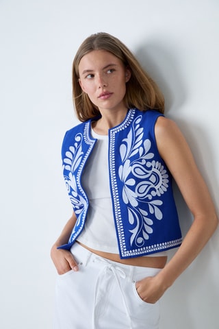 Gilet sans manches - Bleu électrique et blanc