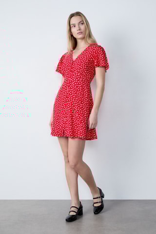 Robe chemise Capsule Fleurs - Rouge et blanc