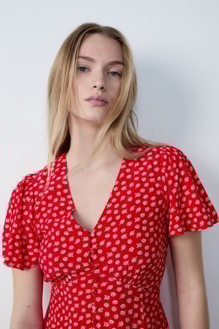 Robe chemise Capsule Fleurs - Rouge et blanc