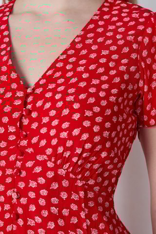 Robe chemise Capsule Fleurs - Rouge et blanc