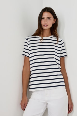 T-shirt Indispensables - Blanc et bleu marine