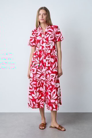 Robe chemise Essentiel - Rouge et blanc