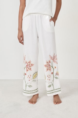 Pantalon de pyjama en lin Tropic Rustic - Blanc