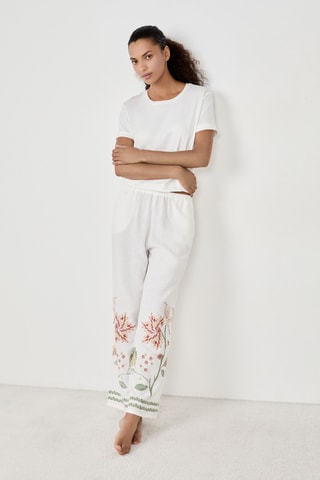 Pantalon de pyjama en lin Tropic Rustic - Blanc