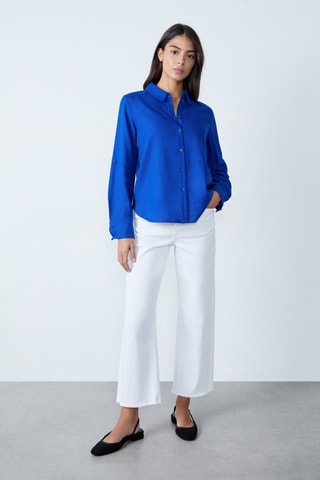 Chemisier en lin Essentiel - Bleu roi