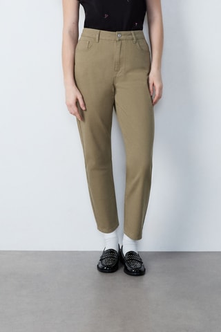 Pantalon taille haute Capsule Broderie - Marron