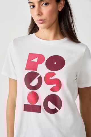 T-shirt Vintage St Tropez - Blanc et rose