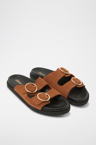 Mules en croûte de cuir nubuck Vintage St Tropez - Marron