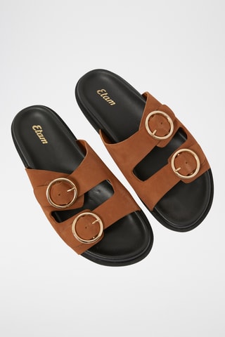 Mules en croûte de cuir nubuck Vintage St Tropez - Marron