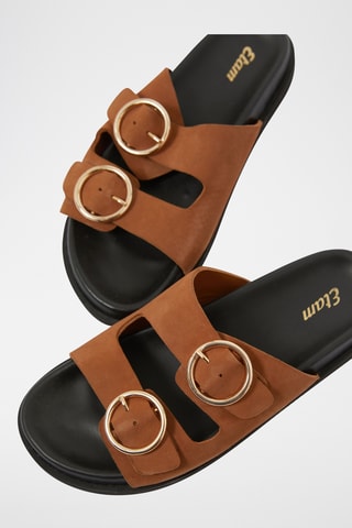 Mules en croûte de cuir nubuck Vintage St Tropez - Marron