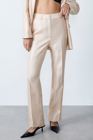 Pantalon taille haute On The Guest Liste - Ecru