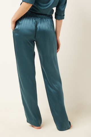 Pantalon de pyjama en soie Pearly - Bleu marine