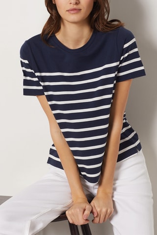 T-shirt - Bleu marine et blanc