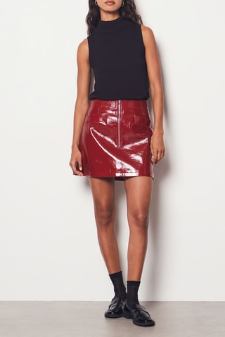 Jupe droite Litchi - Rouge