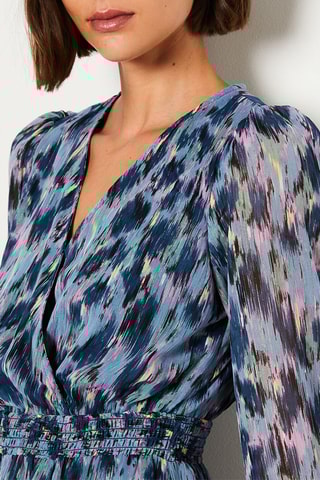 Robe midi Ravas - Bleu et rose