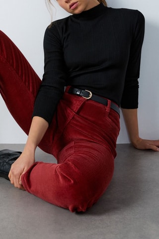Pantalon en velours Enory - Rouge brique