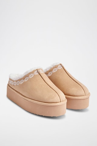 Sabots fourrés plateformes Wally - Beige