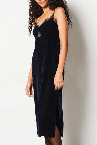 Robe droite en velours Melina - Bleu nuit