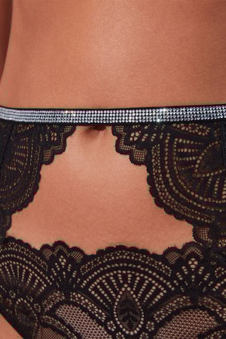 Reggicalze e tanga Starlettiz - Nero