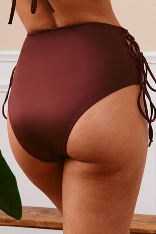 Slip bikini a vita alta - Marrone