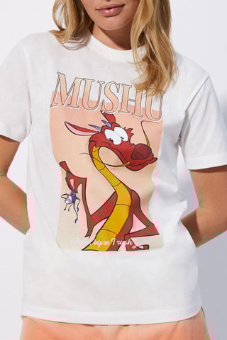 T-shirt pigiama Cri-Kee et Mushu Mulan Disney - Ecrù - Undiz