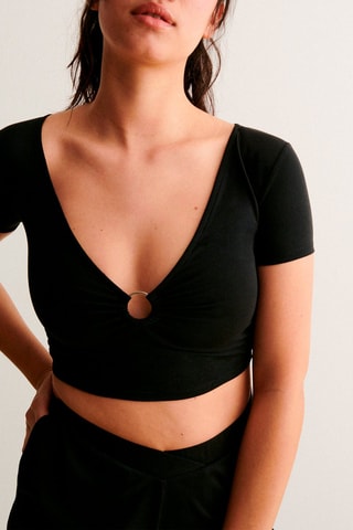Crop top Detailiz - Nero