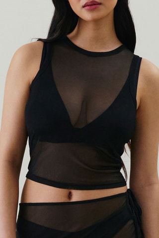 Top pigiama in tulle - Nero