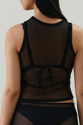 Top pigiama in tulle - Nero