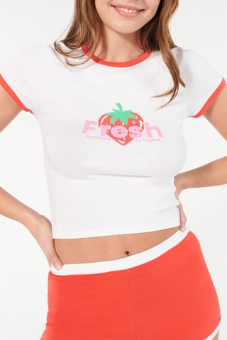 T-shirt Jutiz - Ecrù e rosa