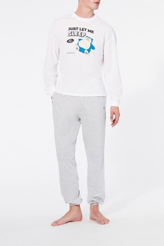 T-shirt e pantaloni sportivi Snorlax Pokemon Biscotoiz - Bianco e grigio chiaro melange