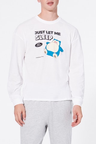 T-shirt e pantaloni sportivi Snorlax Pokemon Biscotoiz - Bianco e grigio chiaro melange