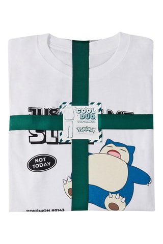 T-shirt e pantaloni sportivi Snorlax Pokemon Biscotoiz - Bianco e grigio chiaro melange