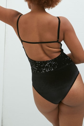 Body in velluto Squareglitiz - Nero