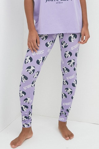 Leggings in cotone bio Sticht Lilo & Stitch Disney Kisstitchiz - Malva
