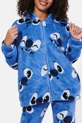 Felpa con cappuccio Stitch Lilo & Stitch Facestitchiz - Blu elettrico