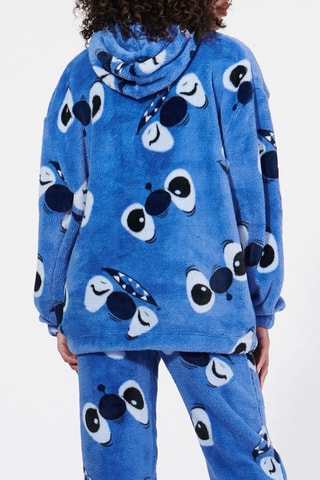 Felpa con cappuccio Stitch Lilo & Stitch Facestitchiz - Blu elettrico