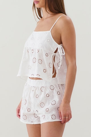 Shorts in sangallo a vita alta Cottagiz - Ecrù