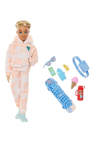 Dream Besties Ken Poupée Barbie - 9 accessoires skate et été - Dès 48 mois